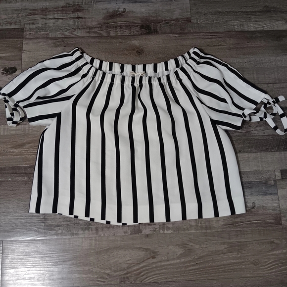 Maje Black and White Striped Blouse - Picture 1 of 4